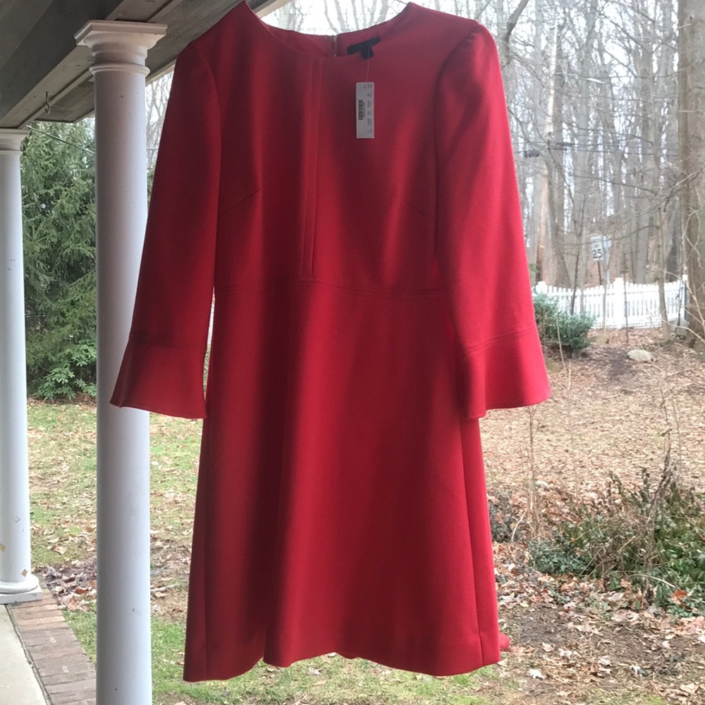 Salmon colored J. Crew dress.
